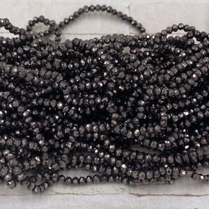 Gunmetal Crystal Rondelles Faceted Glass Bead Strand Jewelry Making Supplies